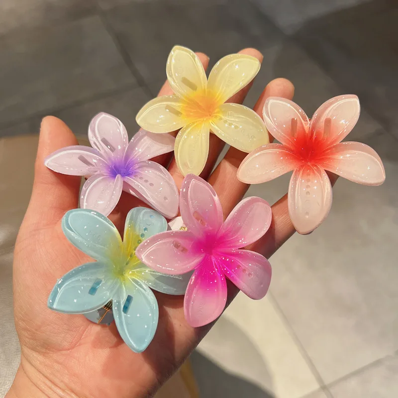 Hawaiian Flower Hair Clip 4.5cm Plumeria Hairpin Clips Women Hawaii Beach Vacation Hair Accessories