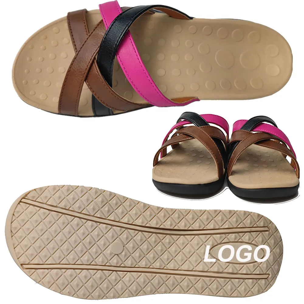 CUSTOM Cross Band Wide Size Unisex Women Luxury Medical Orthopedic Slingback Rubber Sandals Shoes For Woman