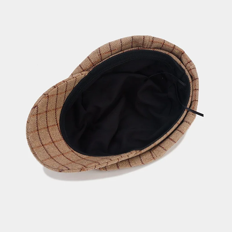 Hot Sale Fashion Women Berets octagonal Newsboy Cap Plaid Design Beret Hat for Women 8 Panels Newsboy Cap