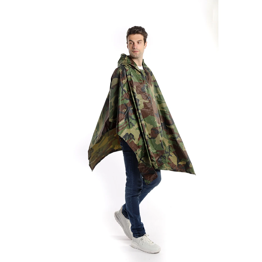 Adult Outdoor Hiking Cycling One-piece Raincoat poncho Polyester Raincoat Cloak with PVC PU Coating