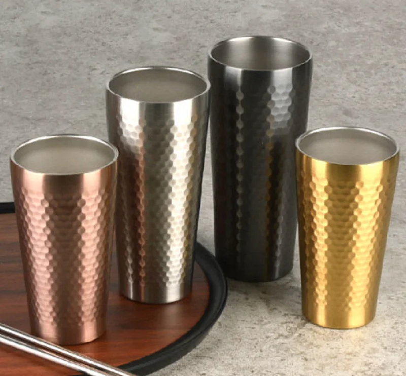 Promotion household heat insulation hammered stainless steel drinkware hammer Insulated Vacuum insulated bottle double wall cup
