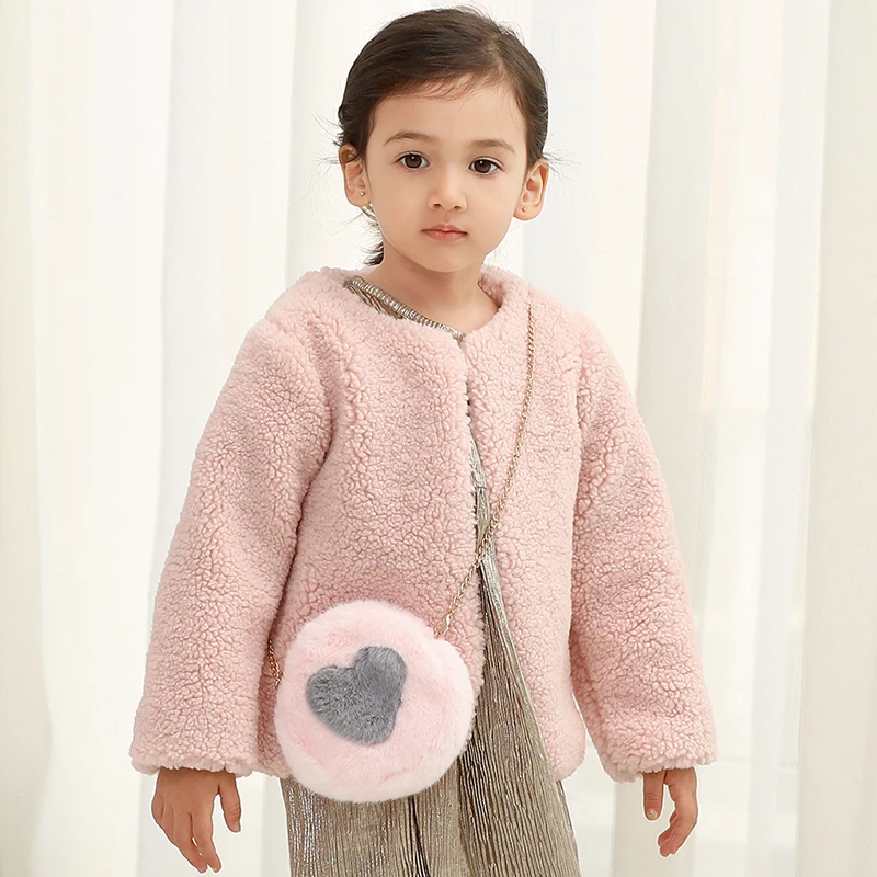 
Fashion new design fluffy fleece faux fur baby winter girl jackets coat 