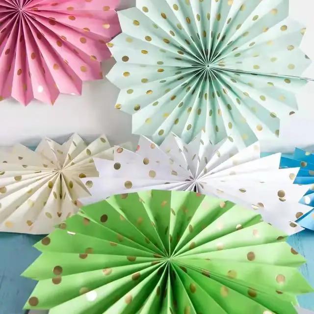 Arts and crafts paper fan color paper fan high -grade art
