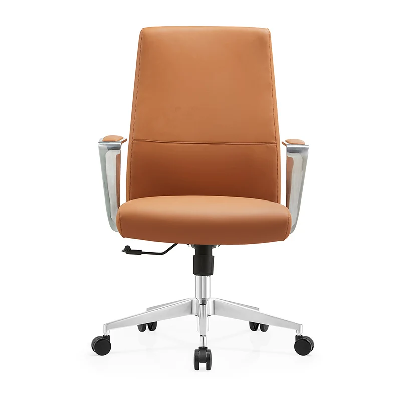 Metal armrest executive office chair genuine leather manager chair