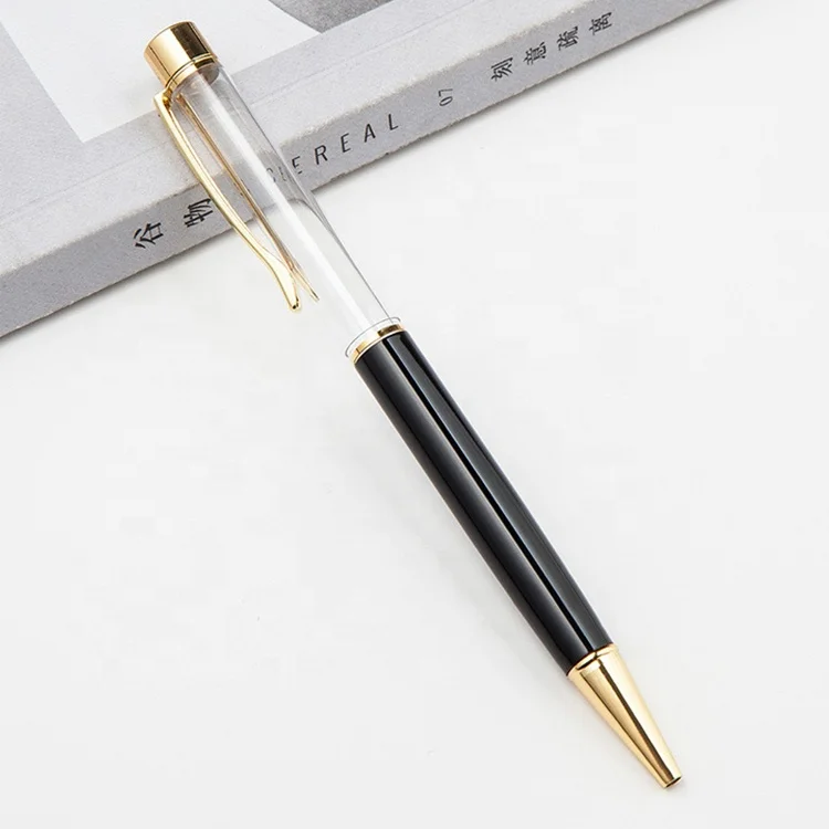 2020 new design pen glitter power shell crystal dry flower diamond filled diy 3D oil pen empty tube herbarium DIY pen blank