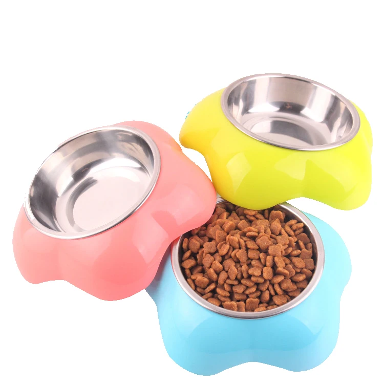 Wholesale Flower Shape Stainless Steel Dog Bowl Cat Food Water Pet Bowls Durable Feeder