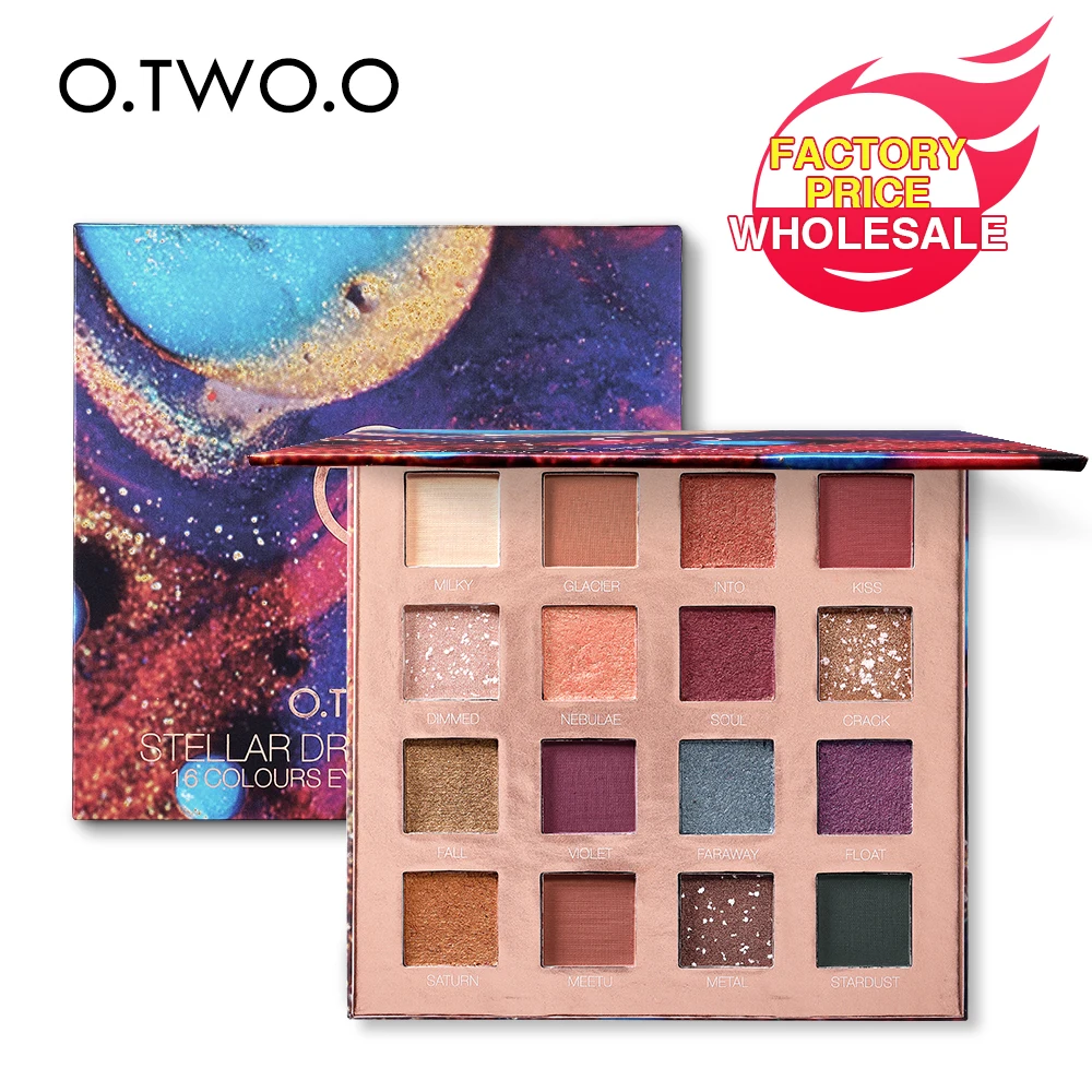 O.TWO.O 16 Colors Eyeshadow Palette Shimmer High Pigmented Long Lasting Glitter Eyes Cosmetics