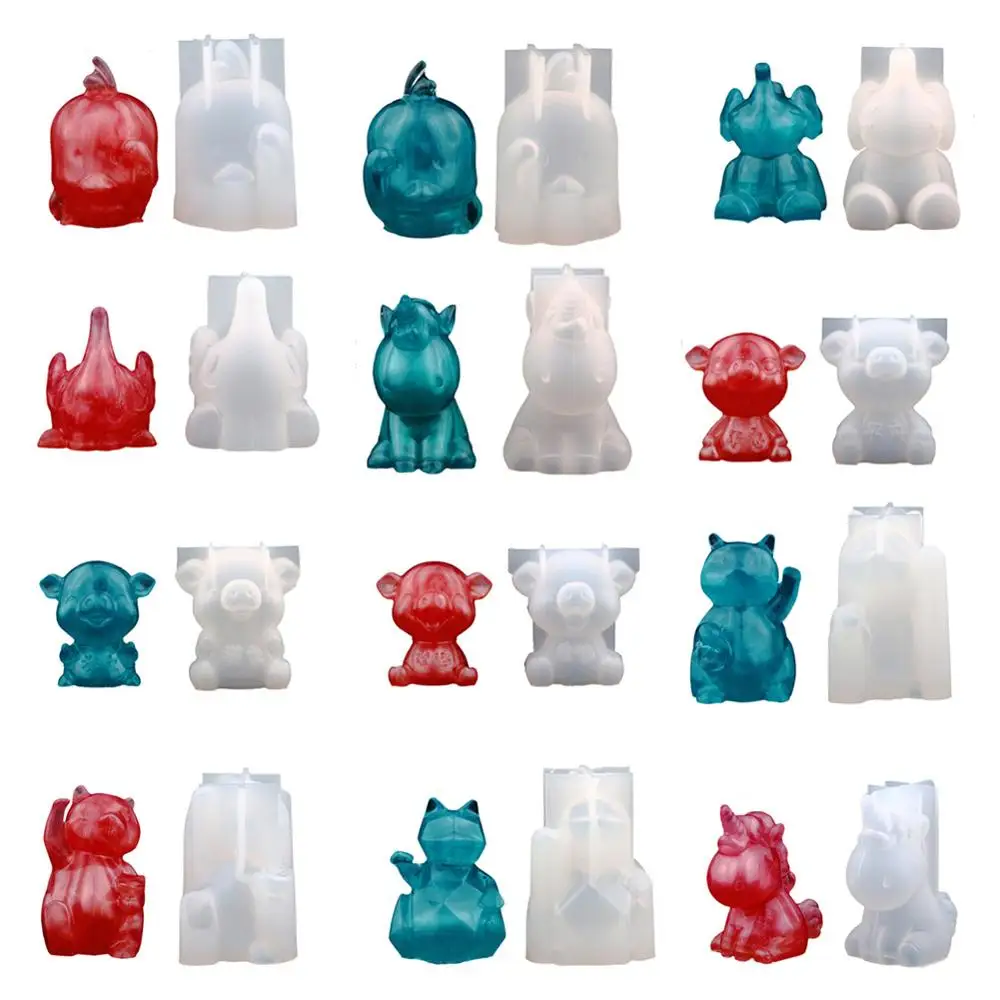 Crystal Epoxy three-dimensional praying pig unicorn small flying elephant mold Fragrant rabbit mold aroma sleeping baby silicone