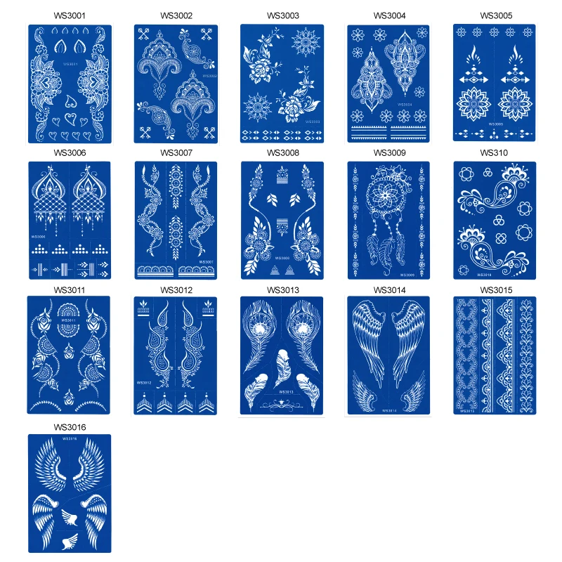 Black temporary flower henna stencils sticker paper kit wholesale customized hand body tattoos airbrush small stencil