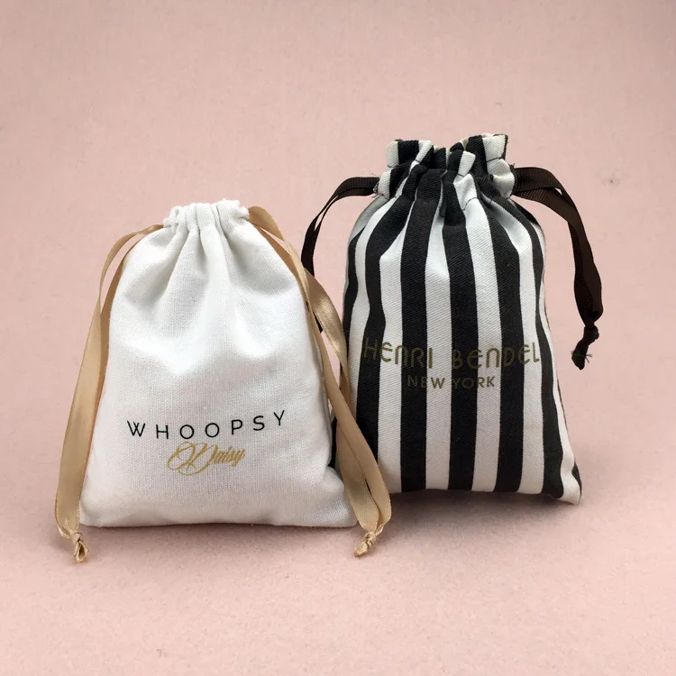 Natural organic jewelry gift muslin pouch cotton drawstring shoe bag for christmas