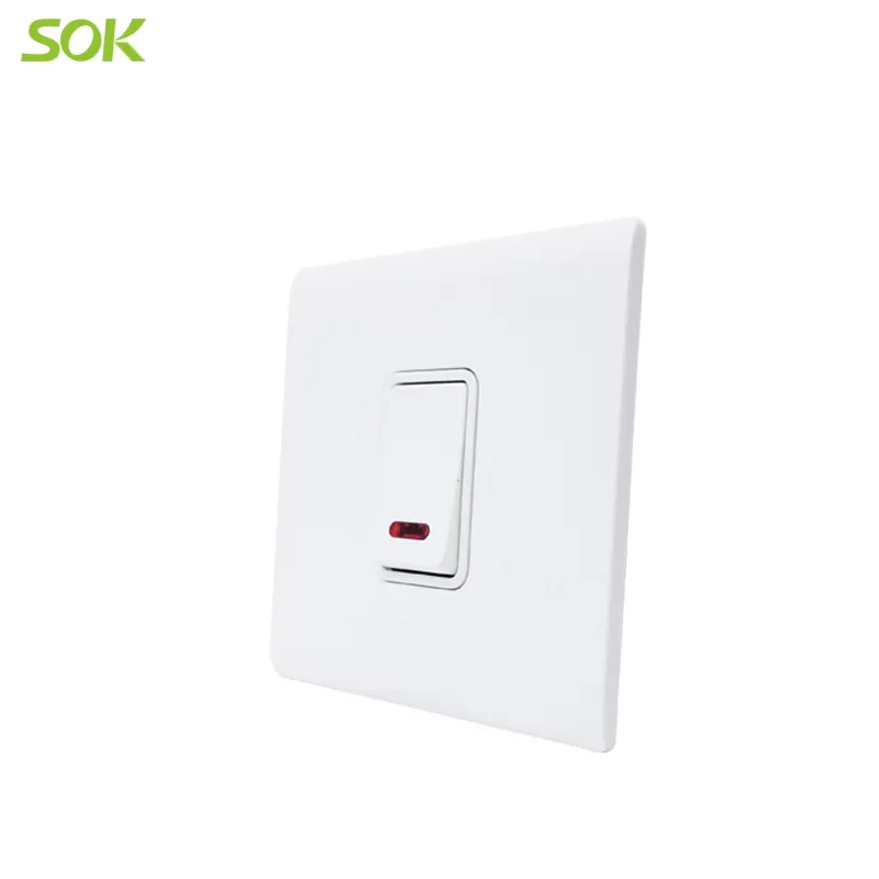 45A 250V Double Pole Switch with Neon White safety home electrical switch China supplier wall switches