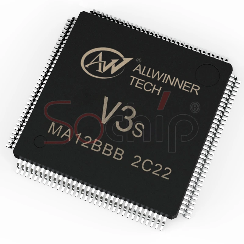 Allwinner V3S+AXP209-02 integrated circuit CPU+PMIC  video encoding processors in Camdroid/LINUX built in DDR2 memory 64MB ELQFP
