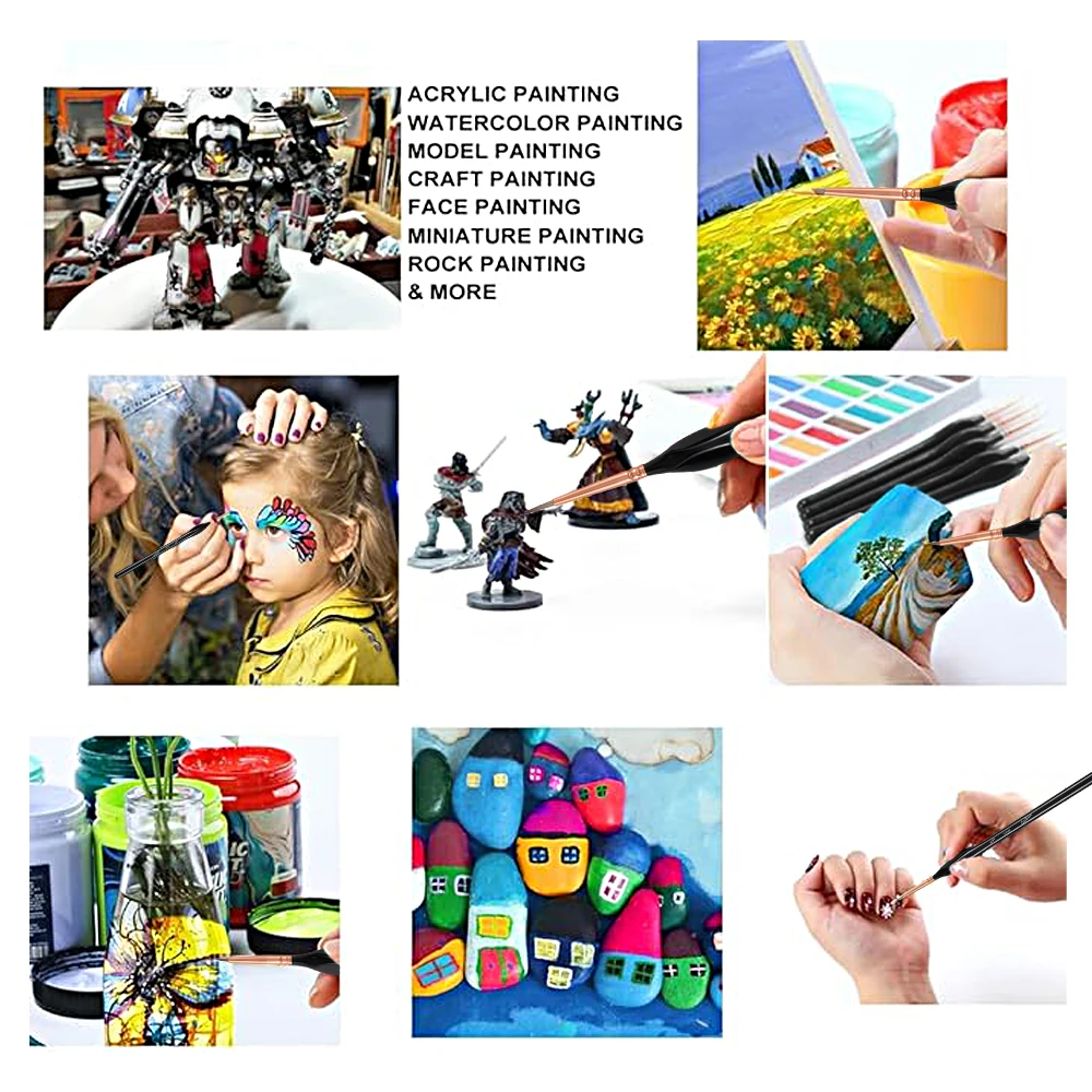 Xin Bowen 5-Pcs Set Multi-Color Option Fine Detail Painting Brush New Packaging Nylon Hair with Aluminum Ferrule Paintbrushes