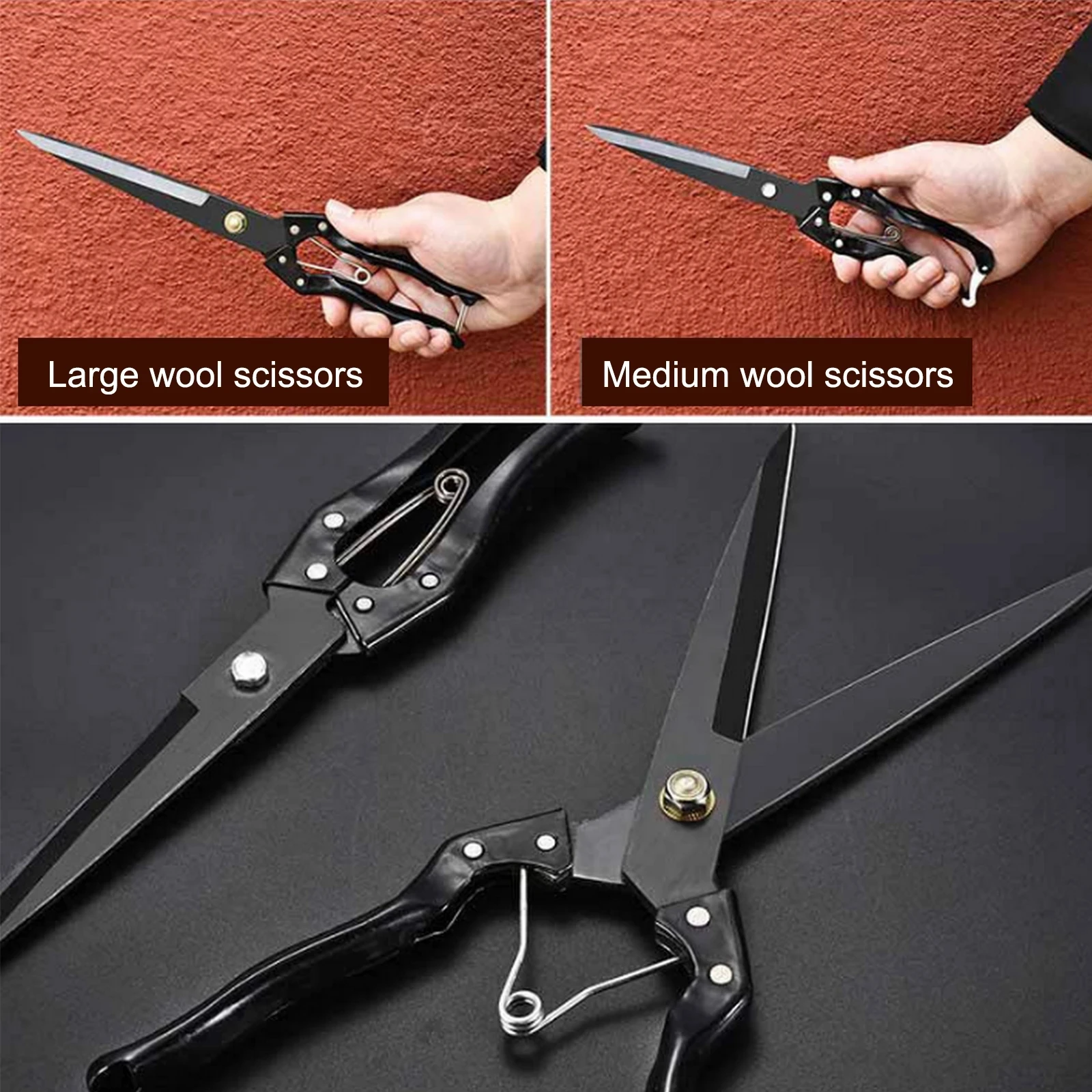 Sheep Wool Shears Spring Loaded Goat Wool Trimming Scissors Cutter Multi-function Manganese Steel Clippers Hand Tool