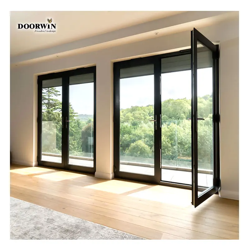 Doorwin алюминиевые шлепанцы в французском стиле; Одежда для мамы и сына набор гайковерта с двойным открытым двери современный передней откидной втулки основных входные дизайном гриля