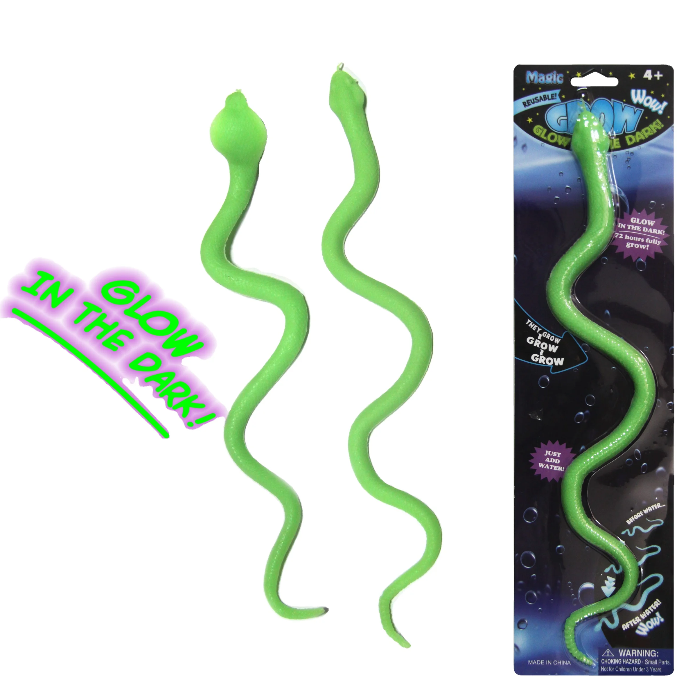 Factory Direct Professional Toy Manufacturers Green Color Kids Play Grow And Glow Snake