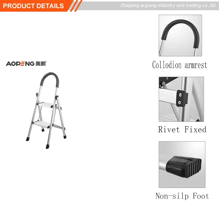 aluminium handle Thickening of aluminium alloy folding two step ladder AP-2402