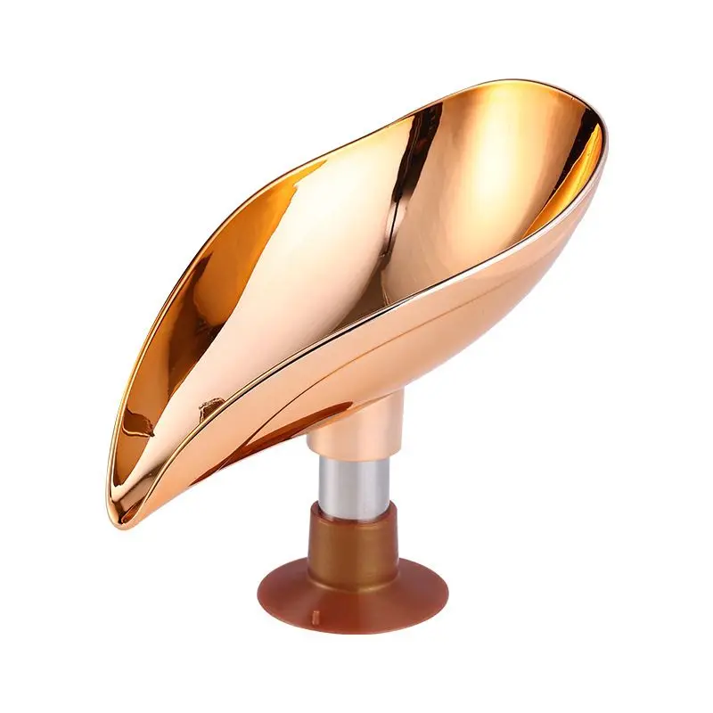 Soap Dish Holder Self Draining Leaf Shape ABS Bar Soap Saver with Suction Cup for Shower Bathroom Tub Kitchen