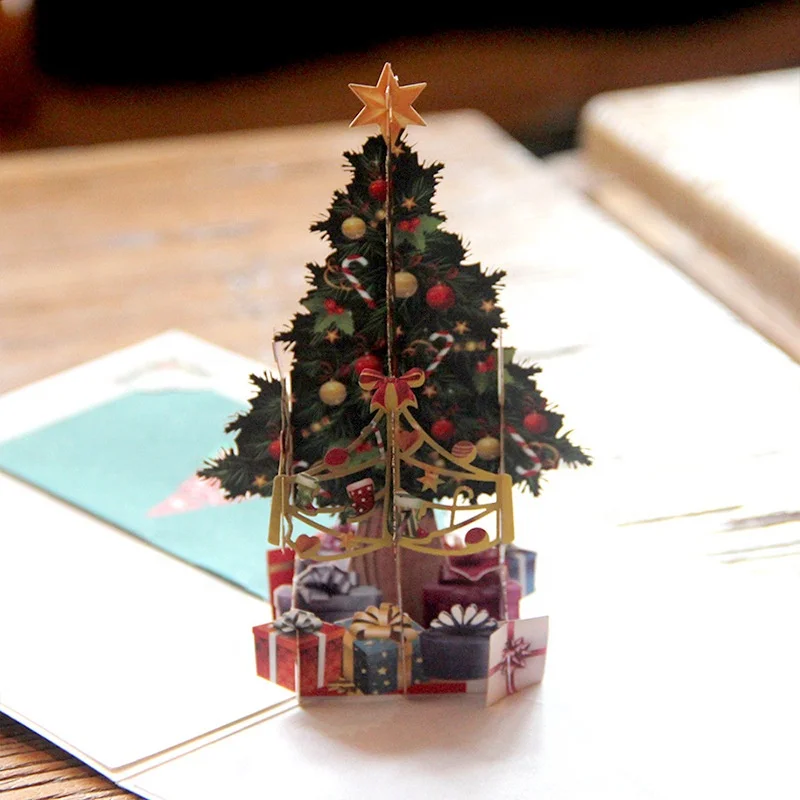 
Custom Made Luxury Three Dimensional Greeting 3d Creative Christmas Fashion Gift Card 