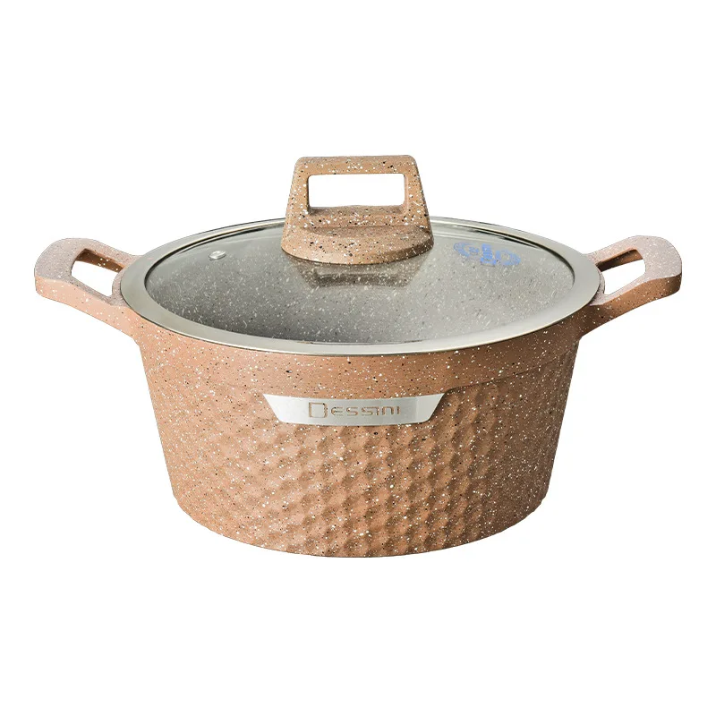 10pcs Novelty Non-Stick Pink Cookware Set Sustainable Alumina Glass Material Luxury Round Design with Induction Bottom Home Use