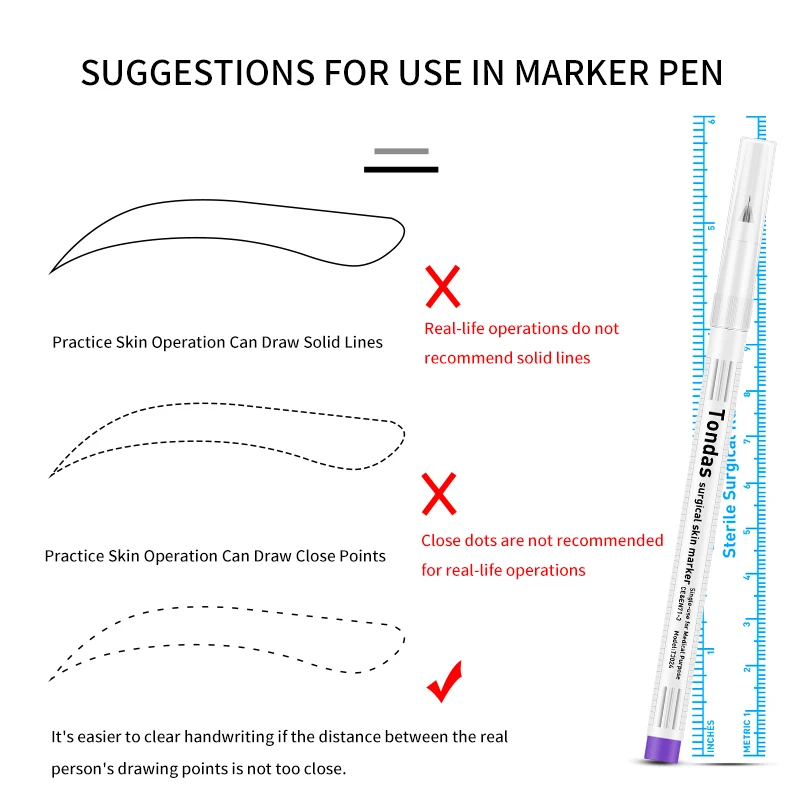 Permanent Makeup or Tattoo Magic Eraser For Skin Marker Pen With Measure Ruler And Magic Eraser Remover Brush Tattoo Tools