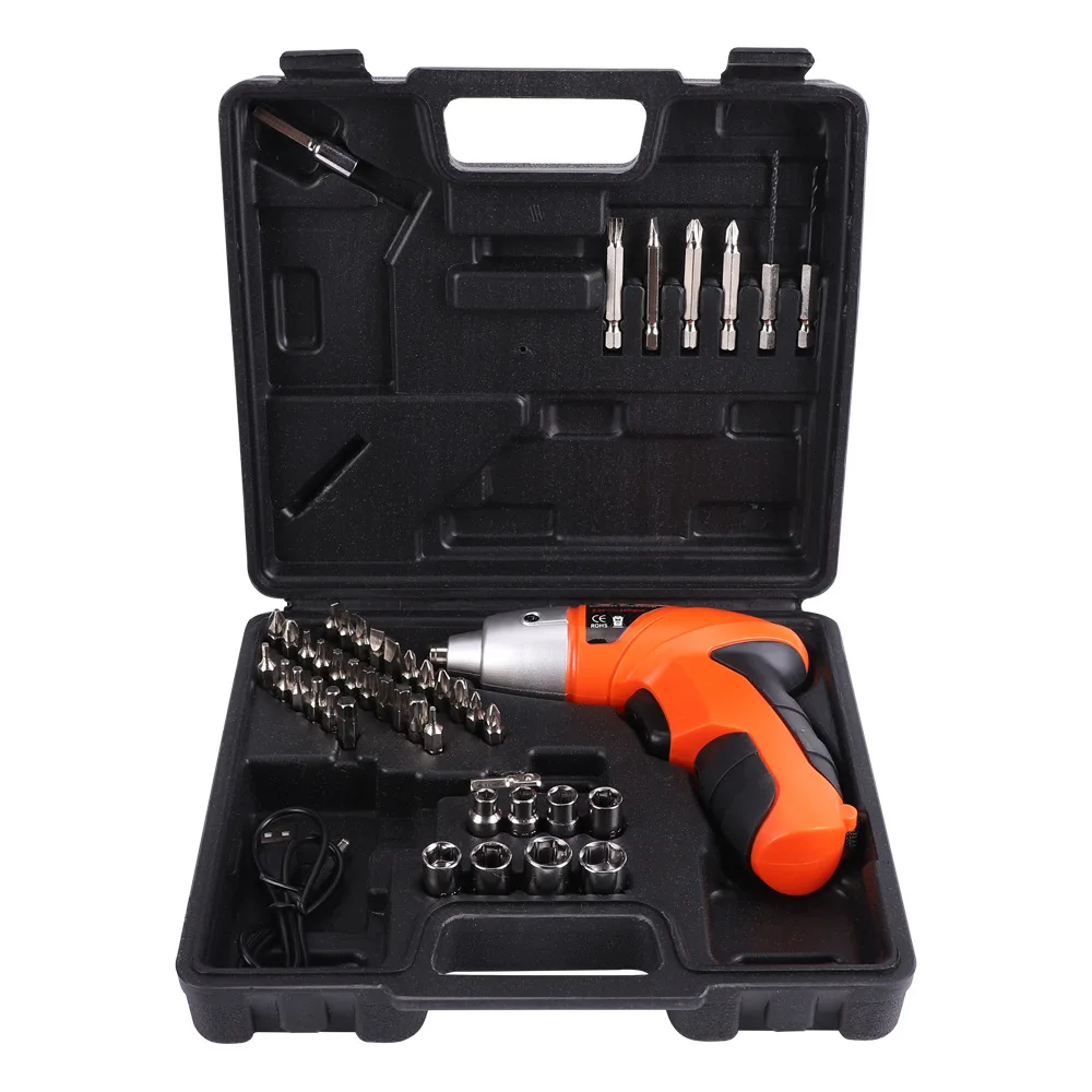 USB Rechargeable Home Electric Drill Set Lithium Screwdriver and Repair Tool with Toolbox Combination Tool Parts