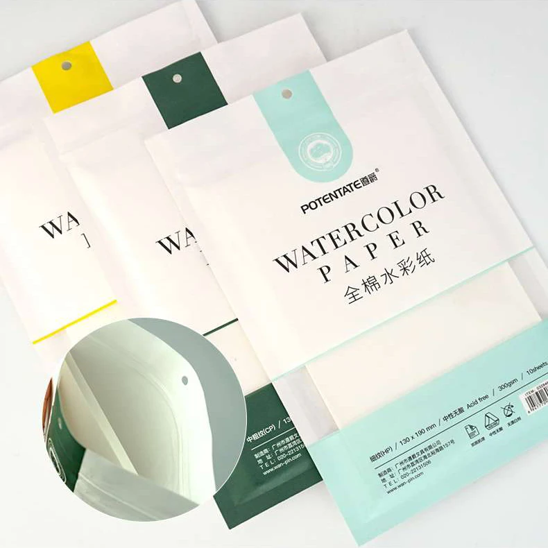 100% Cotton Watercolor Paper pack hot Press 390x540mm