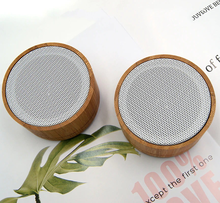 Promotion Gift Custom Portable Round Mini Powerful Wooden Bluetooth Speaker