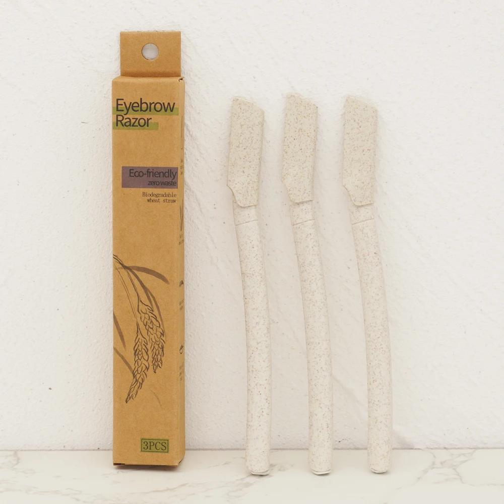 Eco-friendly Women Facial Dermaplaning Tool Wheat Straw Eyebrow Razor Biodegradabler Hair Reover Eyebrow Trimmer