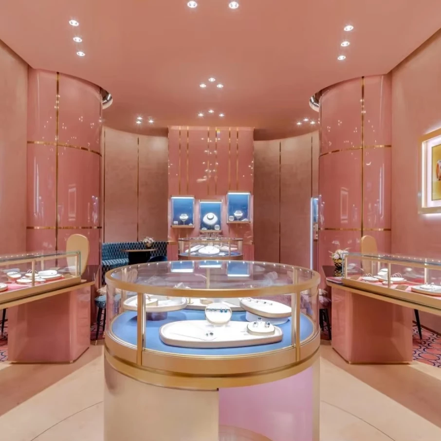 Funroad роскошный золотой ювелирный магазин витрина и Прилавок дизайн интерьера с подсветкой шкаф