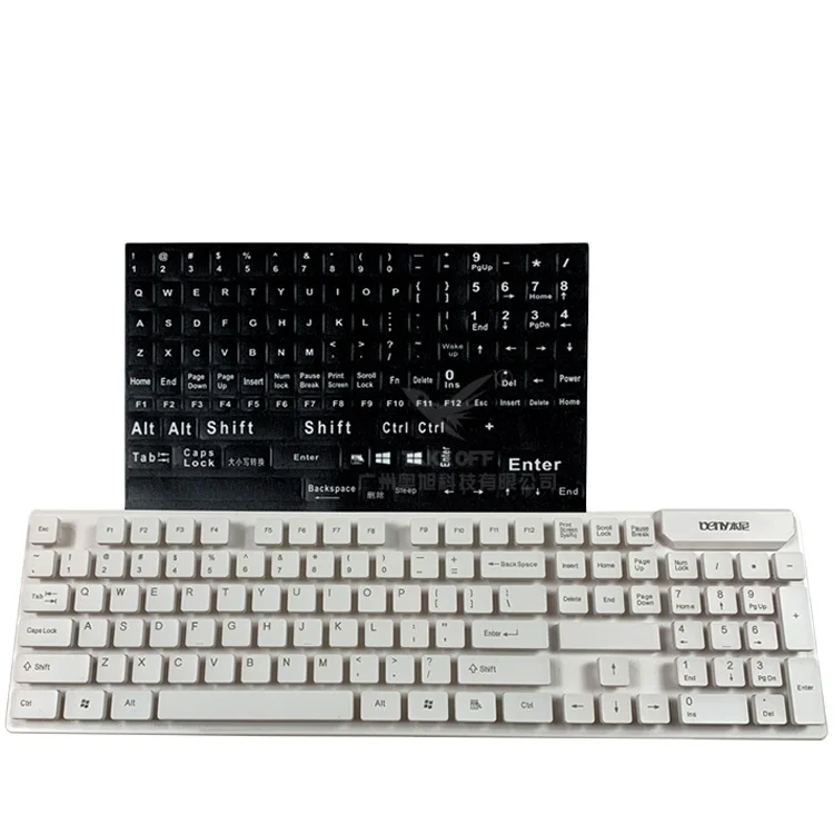 Заказная Оптовая ПВХ прозрачная глянцевая износостойкая Полная клавиатура английская Клавиатура Наклейка