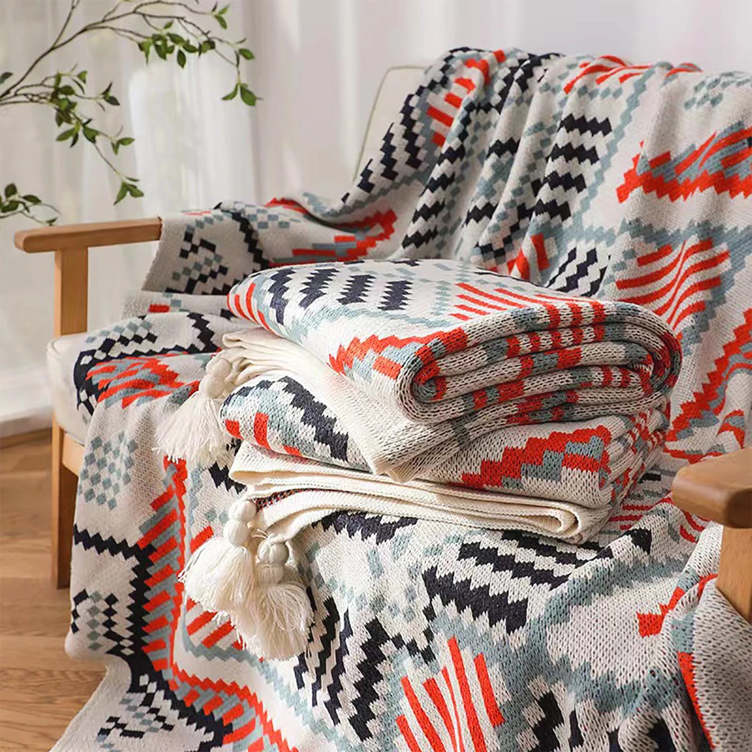 Hot Sale Bohemian knitted blankets Geometric Patterns Home Blankets Knitted Throw Blanket