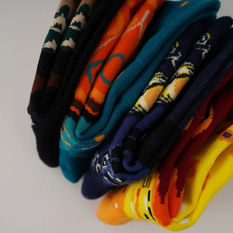 Designer Funny Cartoon Socks Personality Colorful Novelty Street Style Crew Socks Funny Cotton Mid Tube Movie Socks For Women
