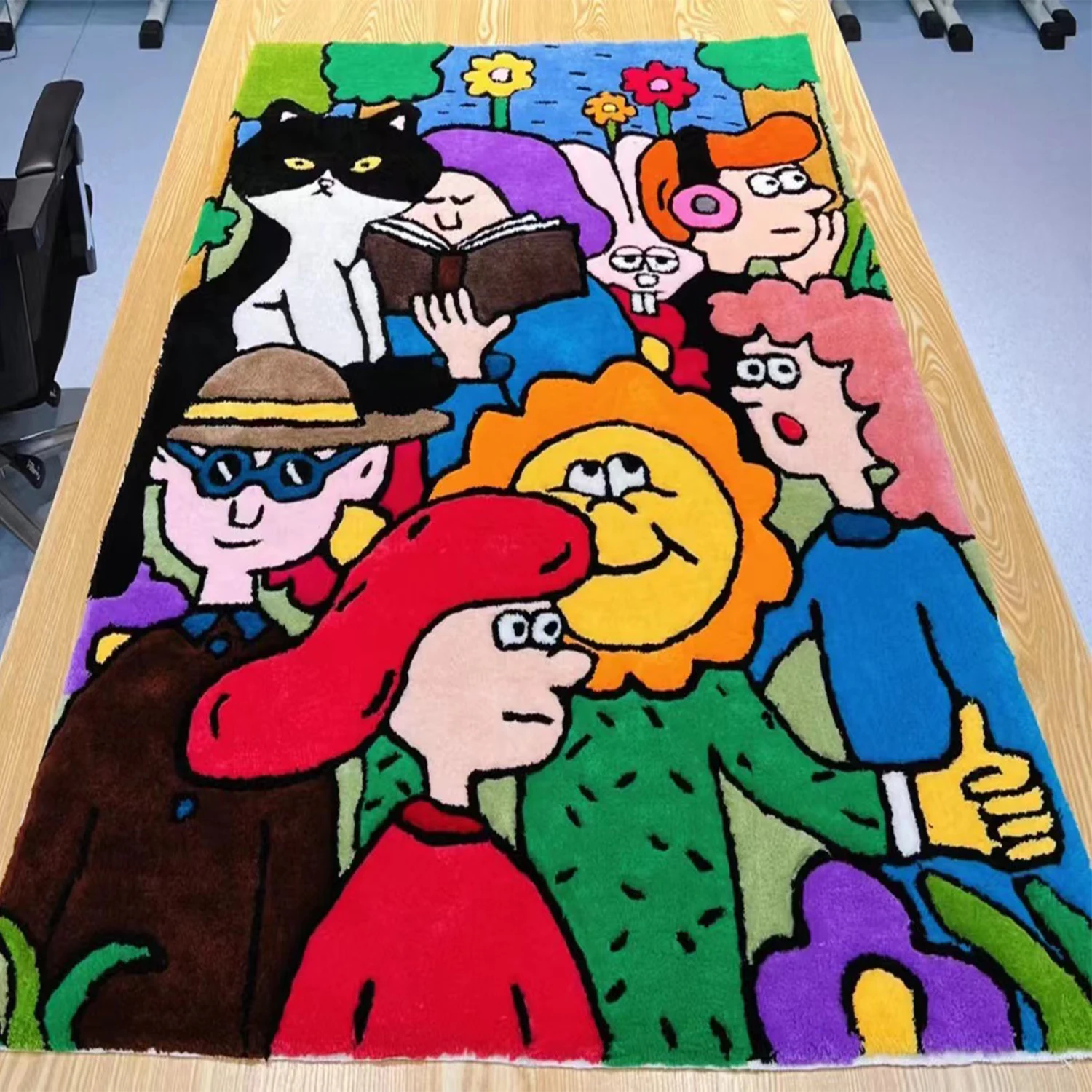 FMT Handmade Acrylic Wool Silk Viscose Living Room Carpet Bedroom high low pile with carving Carpet and Rug