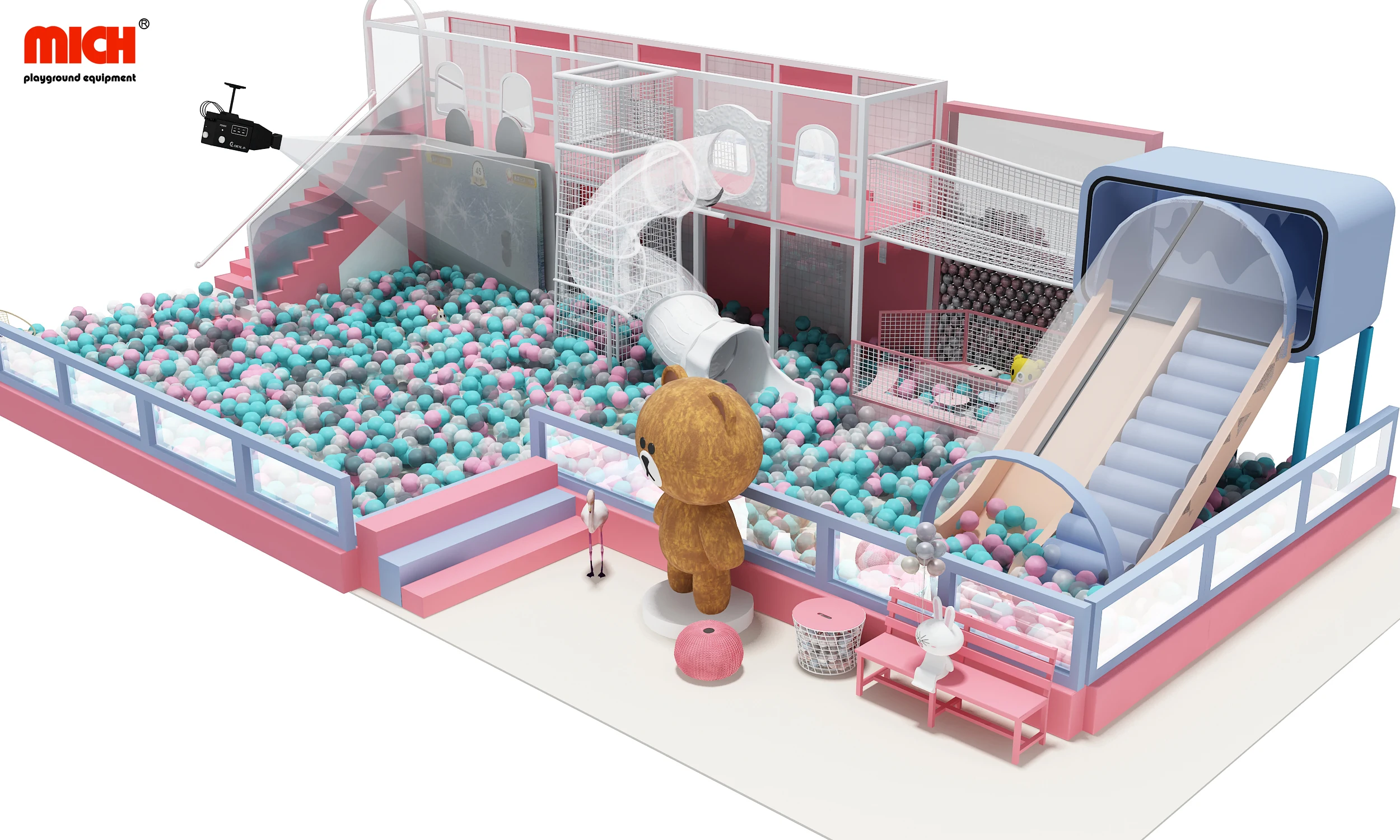 Kids Indoor Play House Ball Pool With Interactive Game Projector