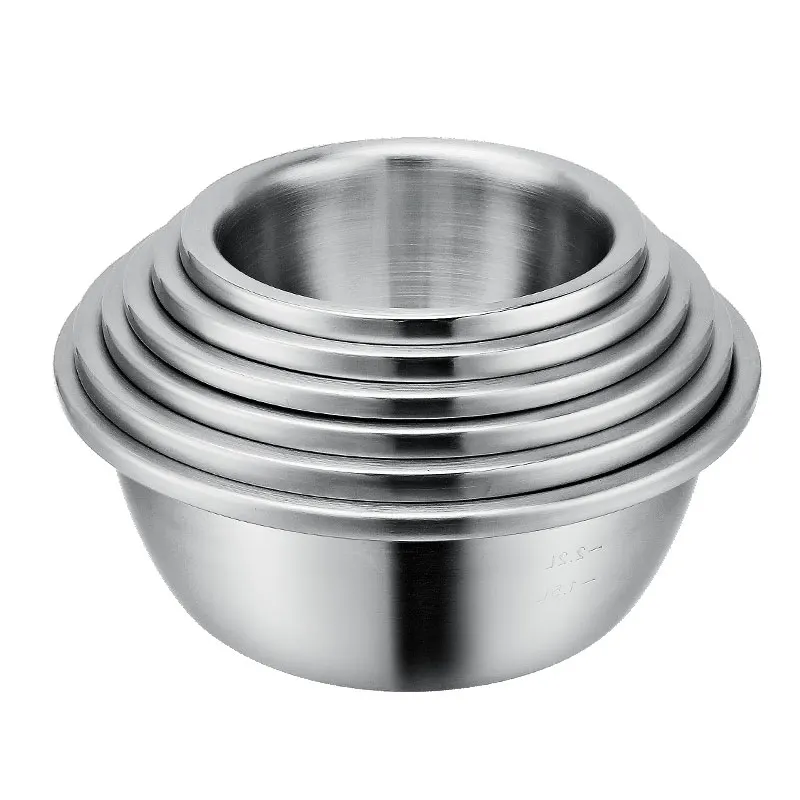 
Deep Heavy Duty 304 Stainless Steel Mixing Bowls Metal Basin Metal Salad Bowl Stackable For Space Saving Storage 