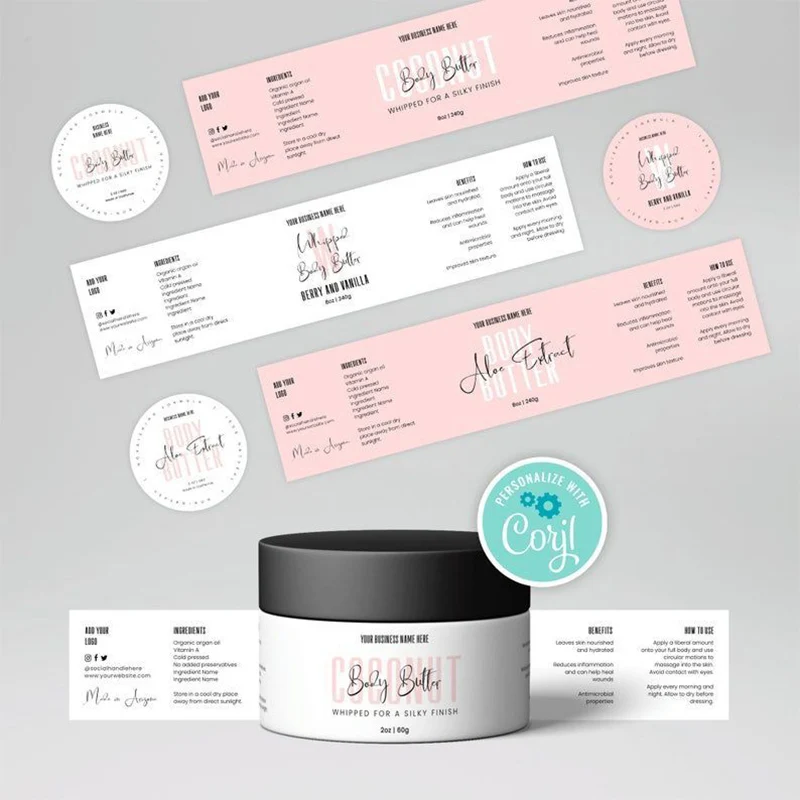 Custom Design Skincare Bottle Cosmetic Jar Packaging Labels Stickers Printing