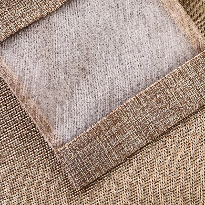 small gift jute burlap drawstring pouch bag with window