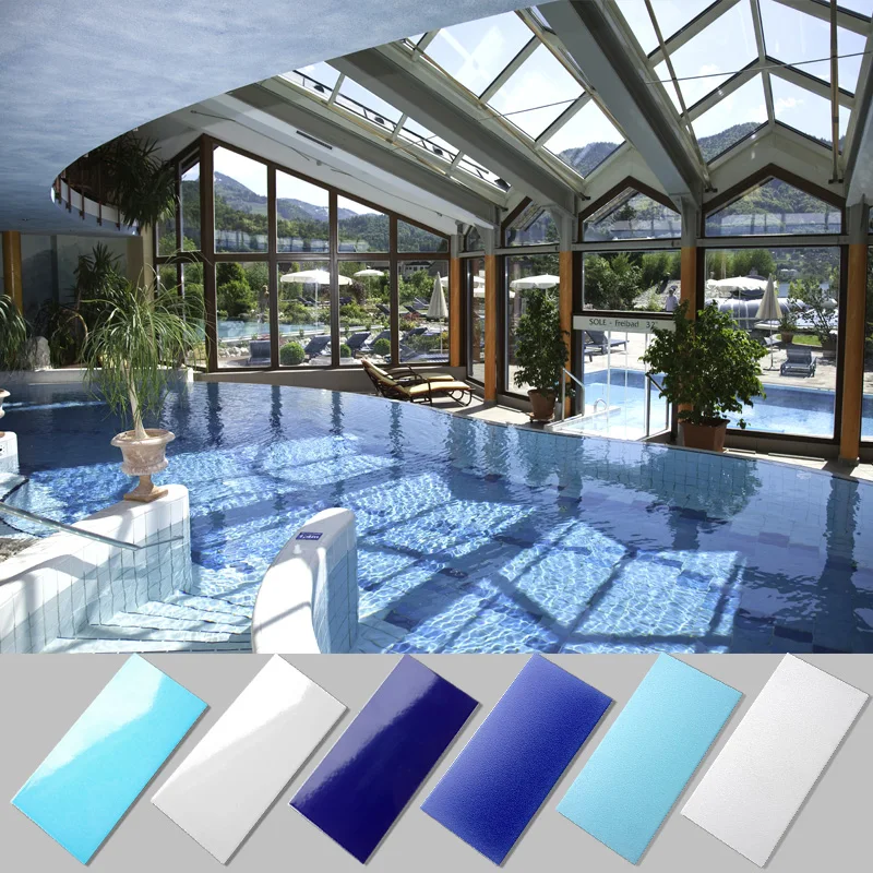 prices for stock lot glazed porcelain blue swimming pool tiles floor