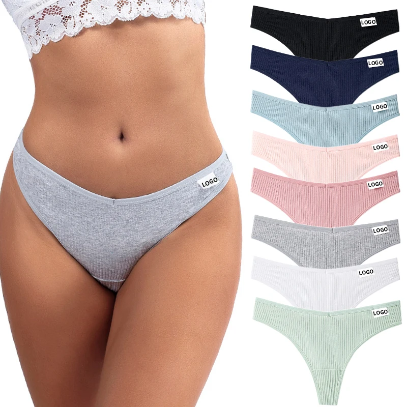 Customization logo ladies panties underwear bragas para mujer culotte tanga cotton thongs panties for women