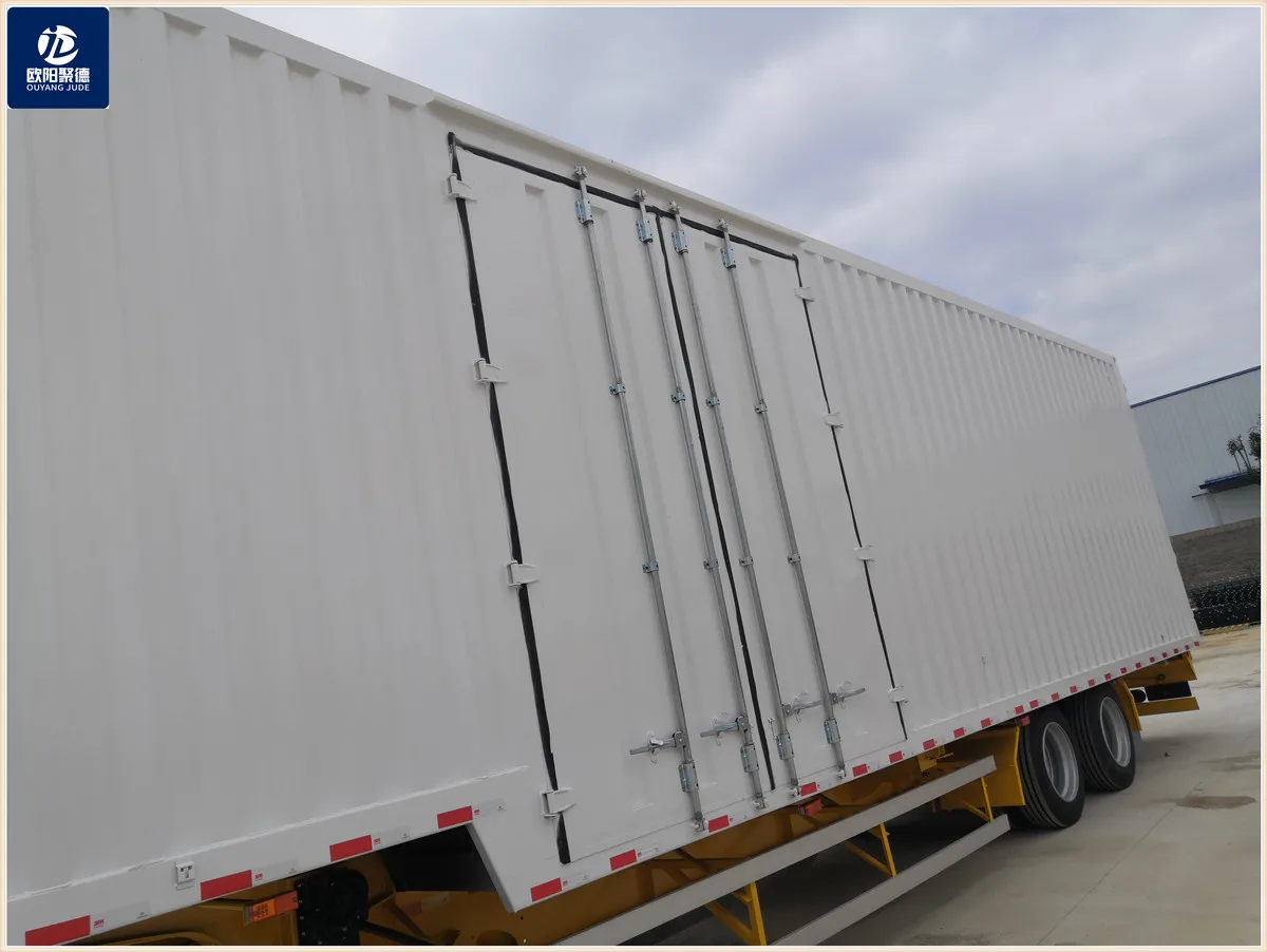 OYJD Trailers new Transnational transport 40ft flatbed trailer van cargo box with 3 brand axles skeleton Chassis