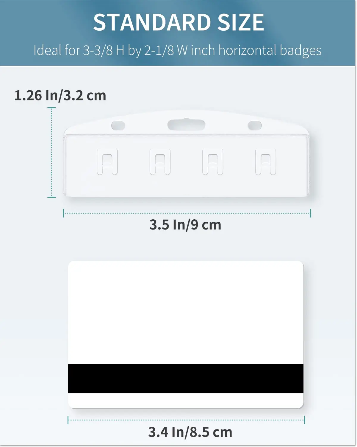 Horizontal Half Card Badge Holder Hard Transparent Protector Sleeve Frosted Pouch Gripper for POS Magnetic Swipe Credit Cards