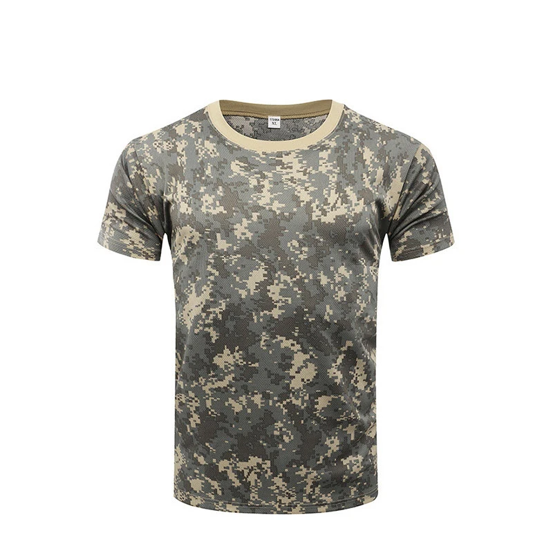 Wholesale Camouflage T Shirt Men Outdoor Short Sleeve Quick Drying Mesh T Shirt