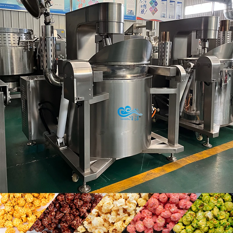 Industrial Butterfly Shape Caramel Popcorn Making Machine Automatic Stirring Gas Popcorn Machine