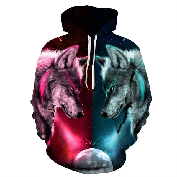 Free shipping 3D Wolf Printed Hoodies for Men New Style Animal Printing Hoodie For Men Harajuku Funny Oversize Pullover