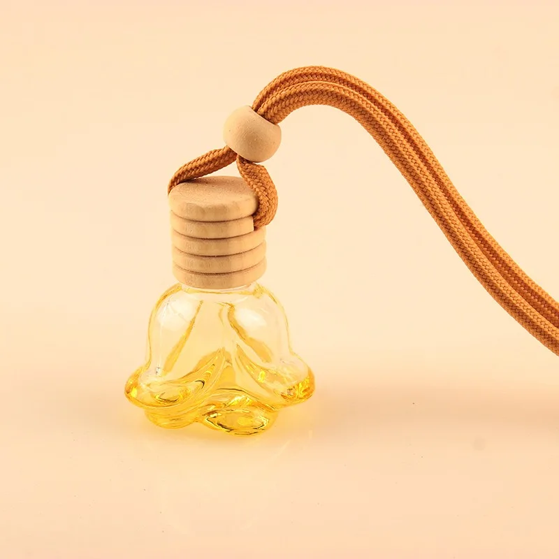 Gradient blue flower shaped car use glass perfume empty bottles diffuser glass bottle in china