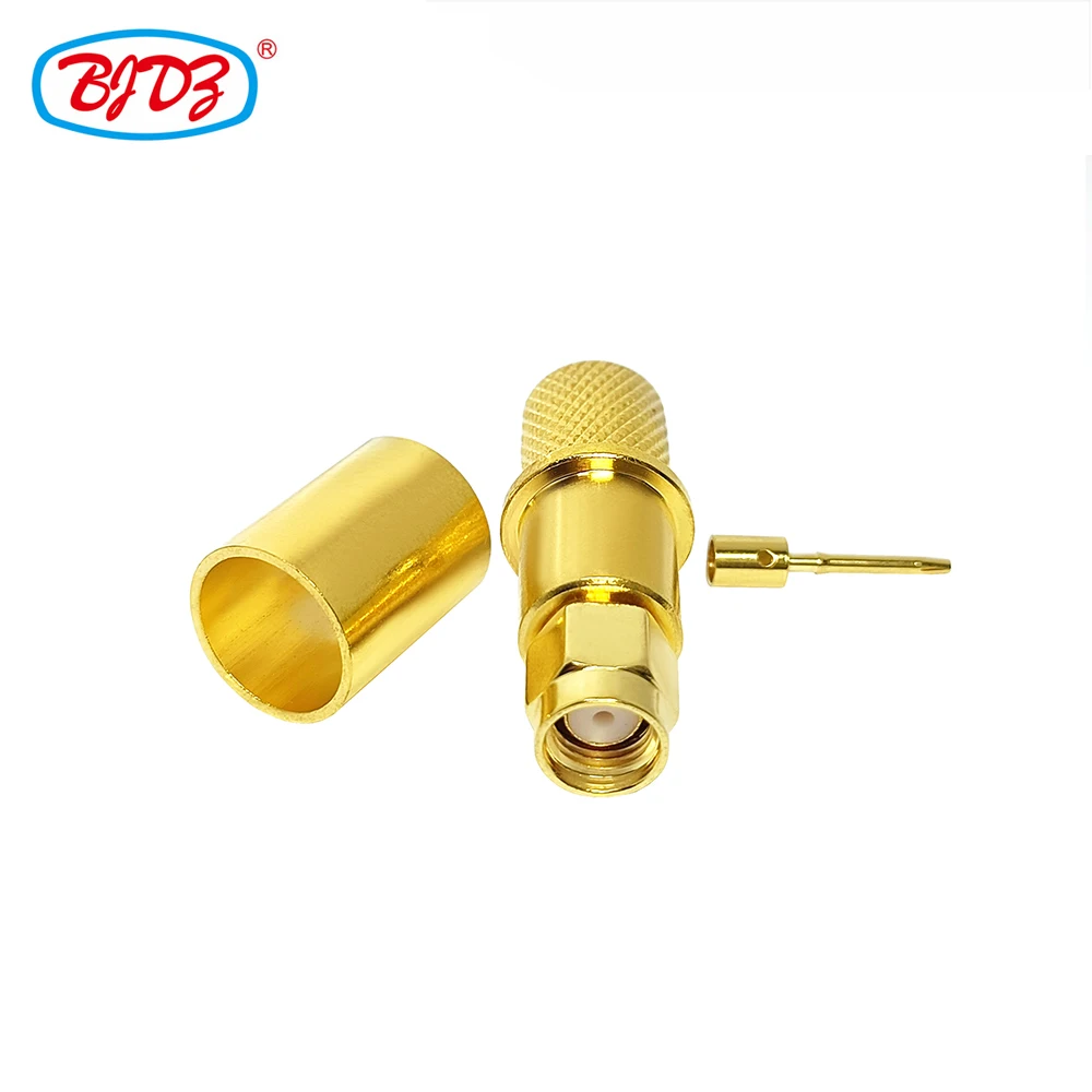 Factory Fully gold plated RP reverse polarity SMA Male plug For LMR400 RG213 RG214 RG8 7DFB 8D-FB Cable RF Coaxial Connectors