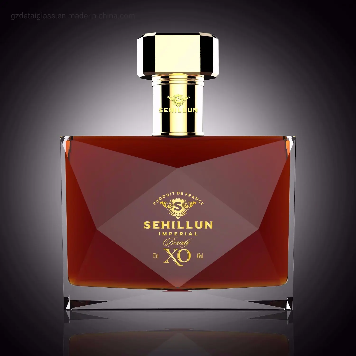 wholesale 700ml 750ml 1L glass bottle for brandy high quality hexagon glass bottle liquor bottle