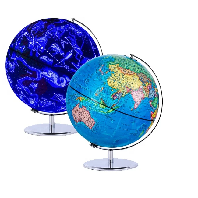 China Supplier Hot Sell Illuminated Rotating World Globe LED Constellation Globe Night Light 2 in 1 Kids Earth Globe