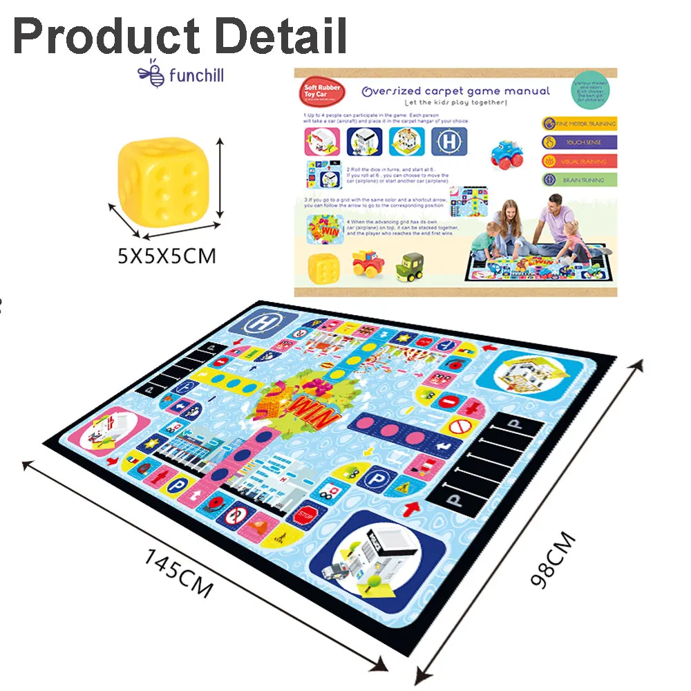 Amazon Hot Traffic Scene PVC Vinyl Toy Soft Rubber Animals Sliding Car Puzzle Mat Game Children Play Mat